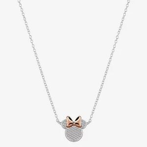 Disney Classics Pave Cubic Zirconia Pure Silver Over Brass 16 Inch Cable Minnie